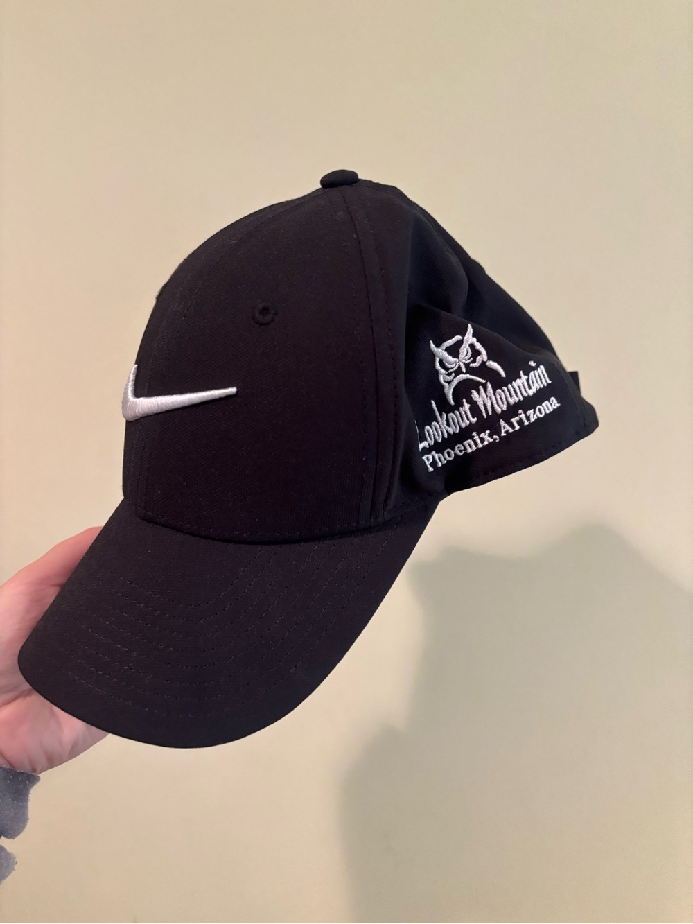 Nike Black Baseball Cap with White Swoosh and Embroidered Logo